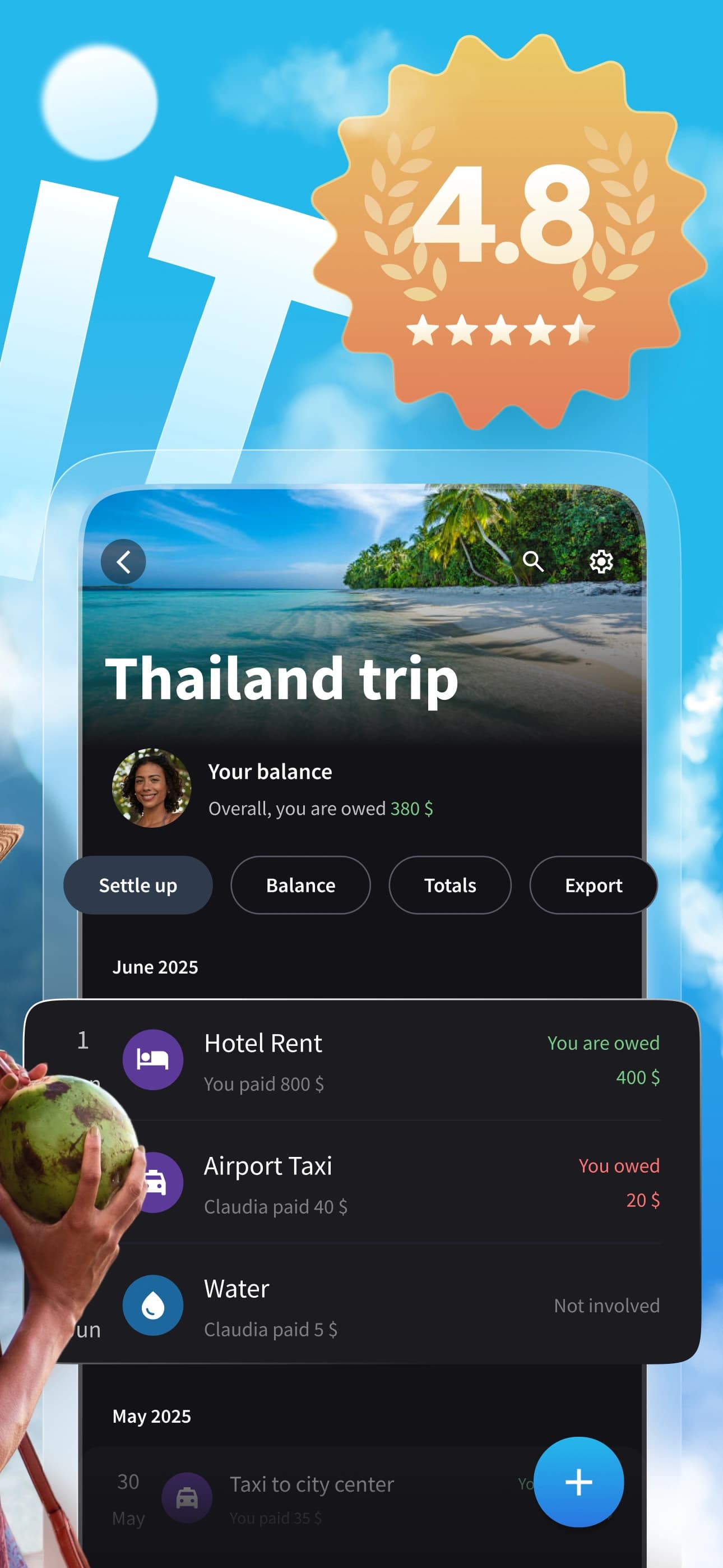 Splital has an average rating of 4.8 out of 5