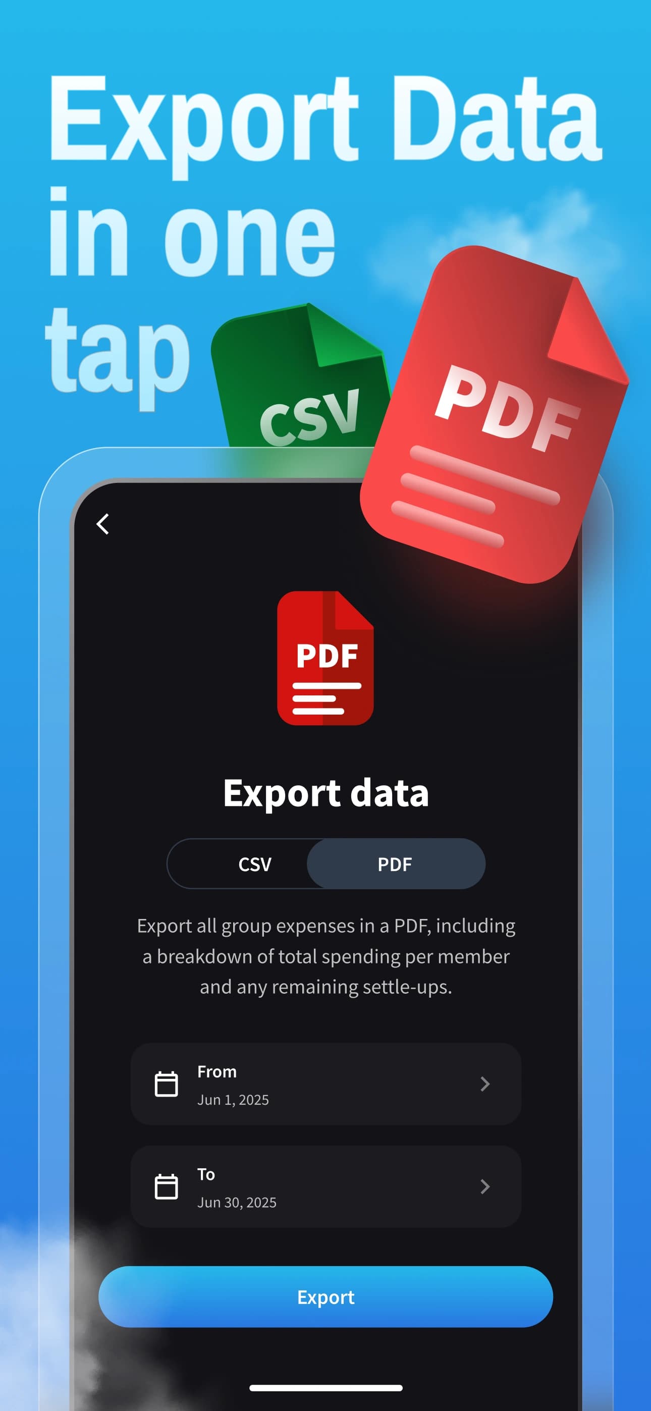 Export to PDF/CSV feature